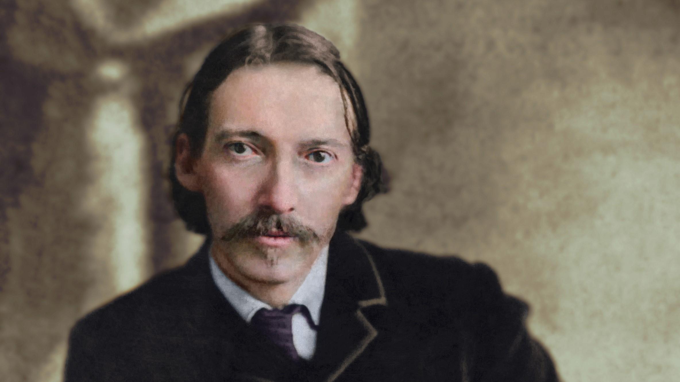 Robert Louis Stevenson. Fotografiet är kolorerat av Marina Amaral. Foto: Modernista