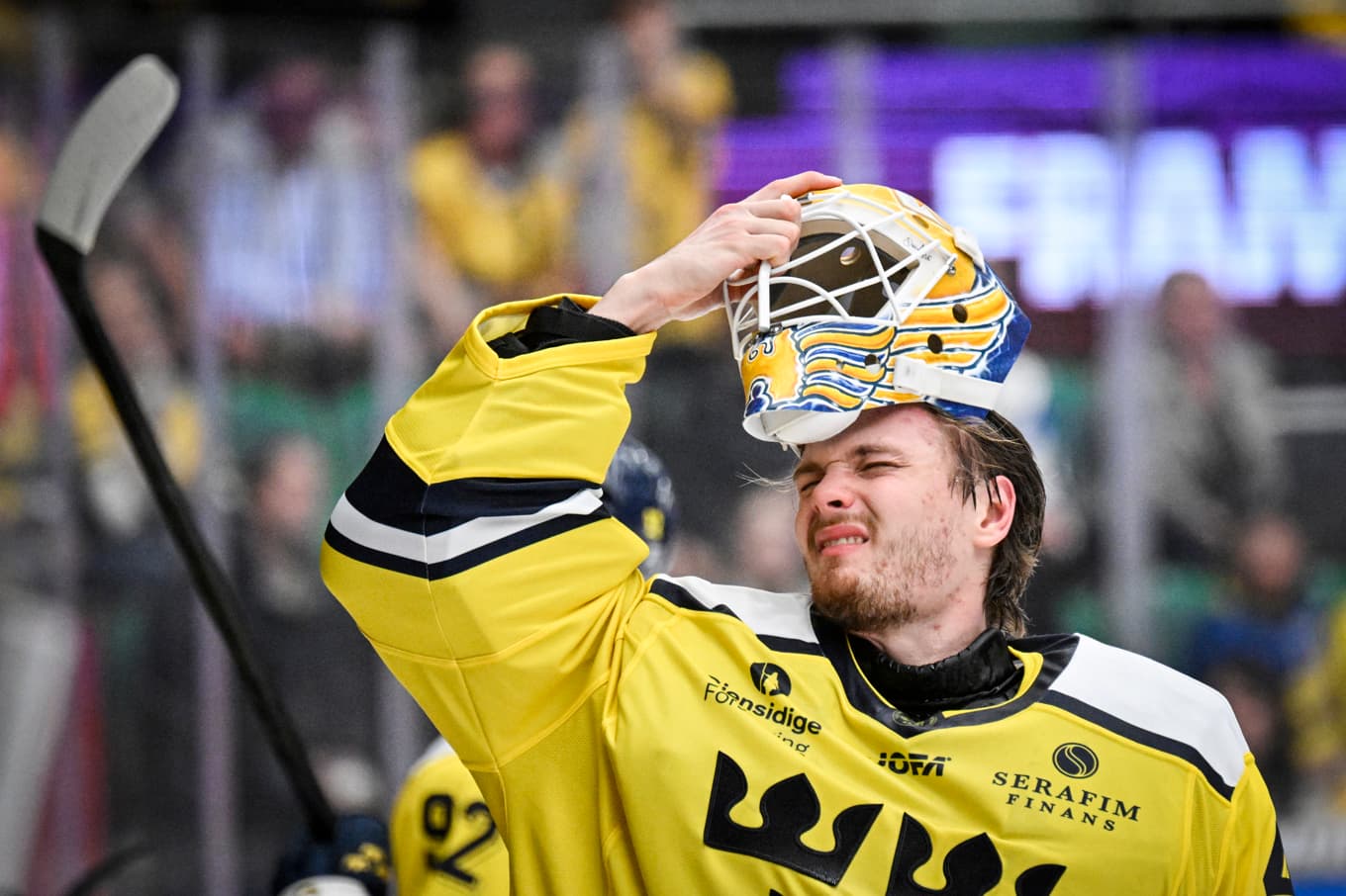 Målvakten Arvid Söderblom under turneringen i Ängelholm nyligen. Foto: Johan Nilsson/TT