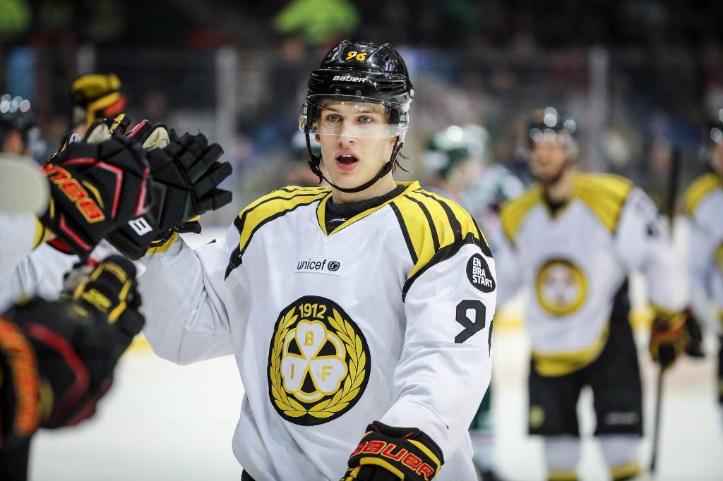 Oskar Lindblom gjorde två mål för Brynäs i den avgörande semifinalen mot Frölunda. Foto:
Adam Ihse/TT