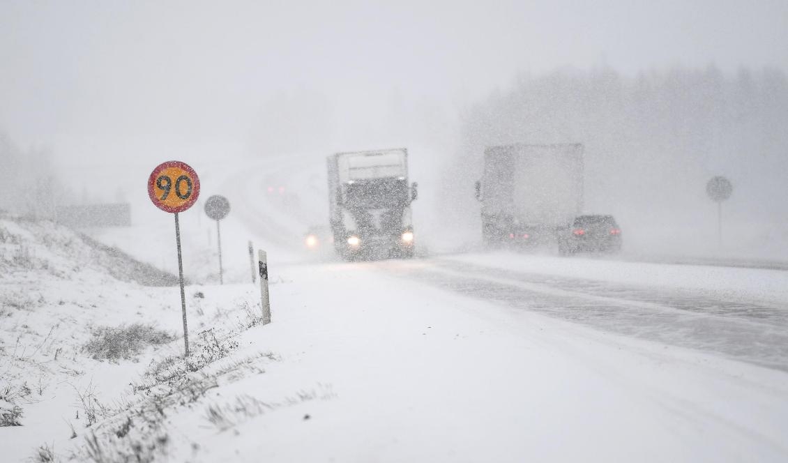 Snö i norr, som kan vara kraftigt på sina håll. Foto: Fredrik Sandberg/TT-arkivbild