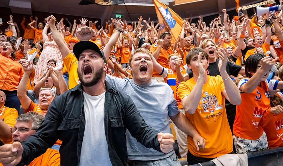 Den 29 maj möttes Handbollsligans mest publikfriande lag i SM-final nr 5. IFK Kristianstad slog IK Sävehof med 30–23 och blev därmed svenska mästare 2023. Foto: Johan Nilsson/TT