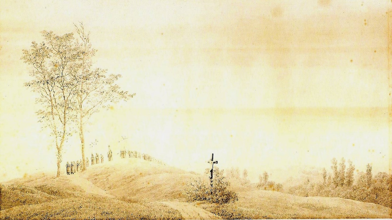 Medeltiden var ett populärt motiv under romantiken. Här en bild av Caspar David Friedrich, född i Greifswald i Svenska Pommern 1774 och död i Dresden 1840.
Foto: Weimar, Staatliche Kunstsammlungen