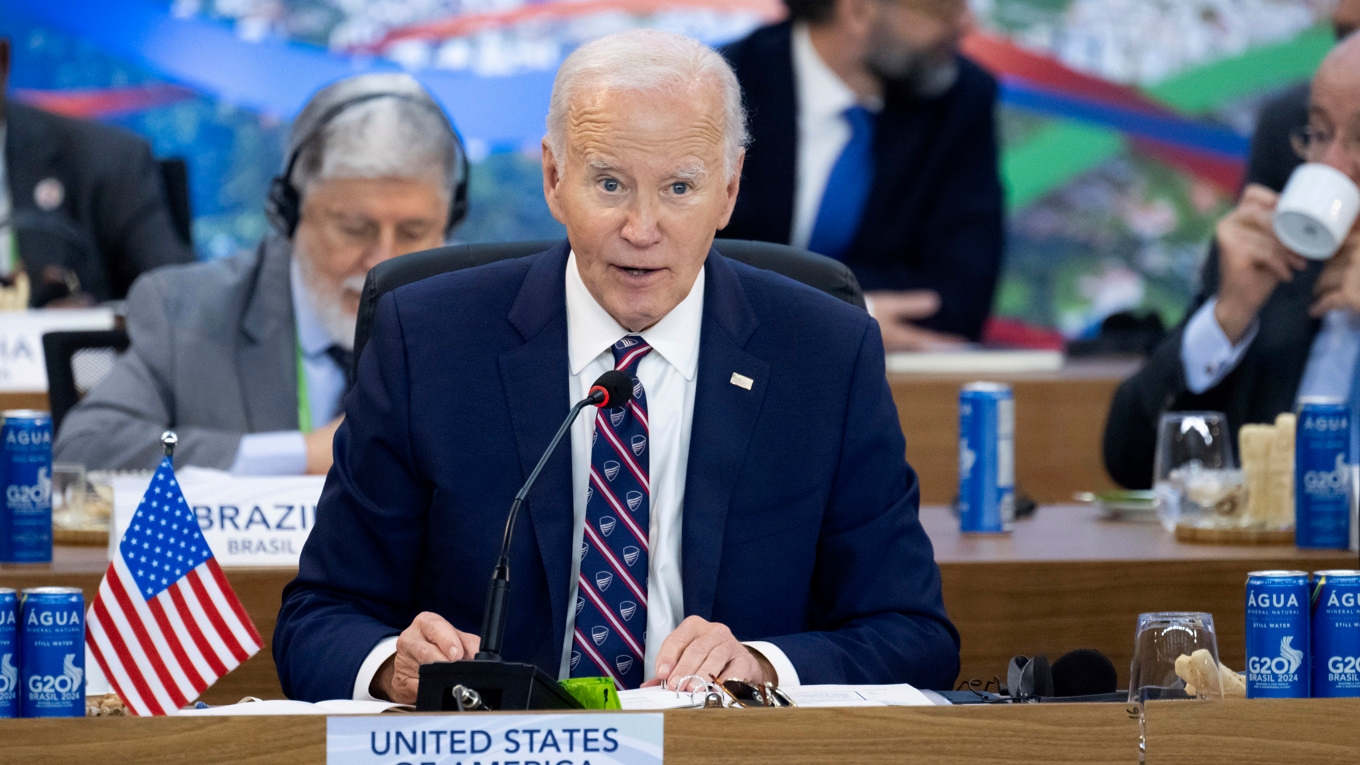 USA:s president Joe Biden på G20-mötet i Rio De Janeiro på i tisdags. Foto: Saul Loeb/AP/TT