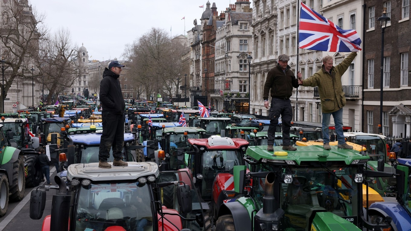 Bönder protesterar i Westminster i London i Storbritannien den 11 december. Foto: Dan Kitwood/Getty Images