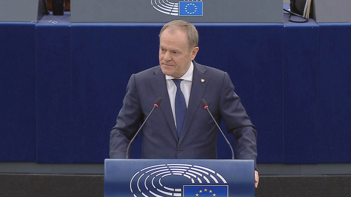 Polens premiärminister, Donald Tusk, presenterar agendan för det polska ordförandeskapet i Europeiska unionens råd i EU-parlamentet den 22 januari. Foto: EU-parlamentet