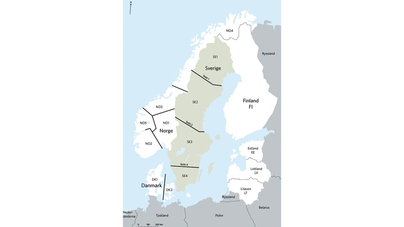 En EU-gemensam elområdesöversyn publiceras våren 2025. Svenska kraftnät lämnar in förslag till regeringen om Sveriges nuvarande elområdesindelning i Europa. Foto: Skärmavbild/Svenska kraftnät