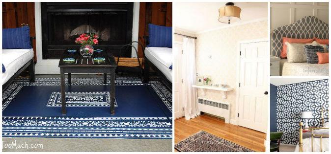 

Schabloner dekorerar golv, väggar och sängar (Från Hometalker)
                                                                                        