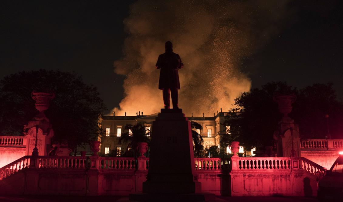 Branden befaras ha förstört stora delar av museet. Foto: Leo Correa/AP/TT