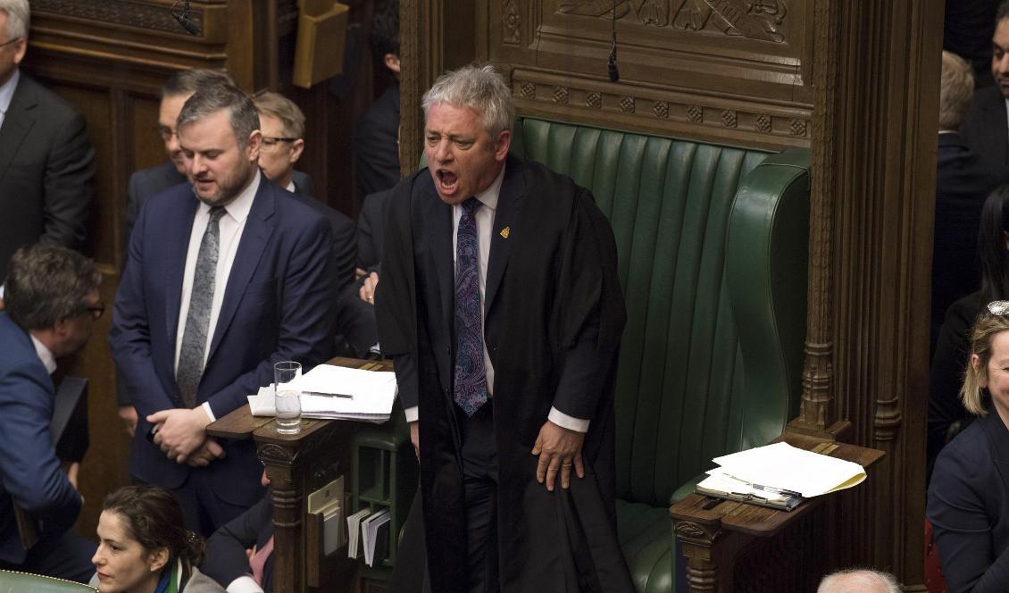 Nej, nej, nej, nej, fick brittiska underhusets talman John Bercow ropa ut efter ännu en omröstning om brexit. Foto: Mark Duffy/House of Commons/AP/TT-arkivfoto