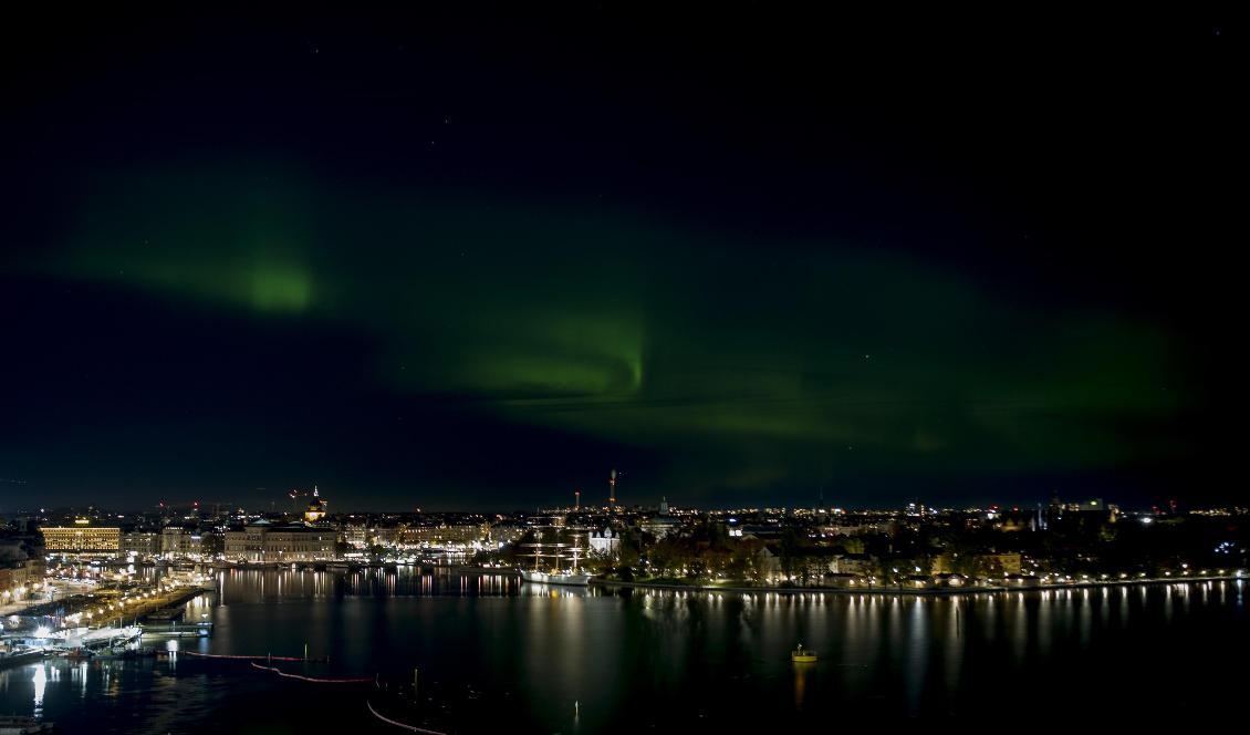 Norrsken över central Stockholm i oktober i fjol. Foto: Joakim Goksör/TT-arkivbild