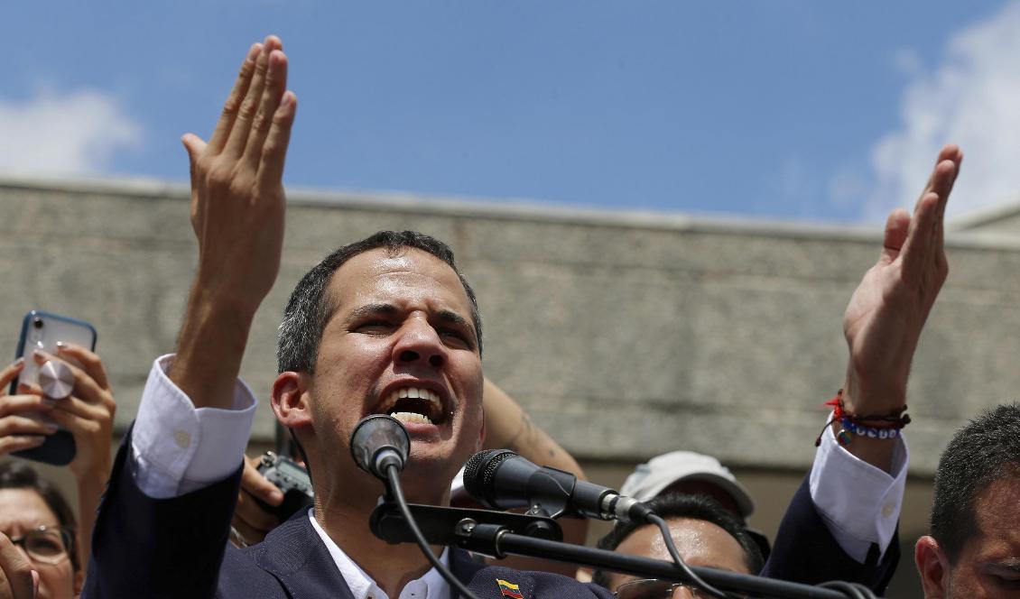 
Oppositionsledaren Juan Guaidó landade i Venezuela på måndagen. Foto: Fernando Llano/AP/TT                                                