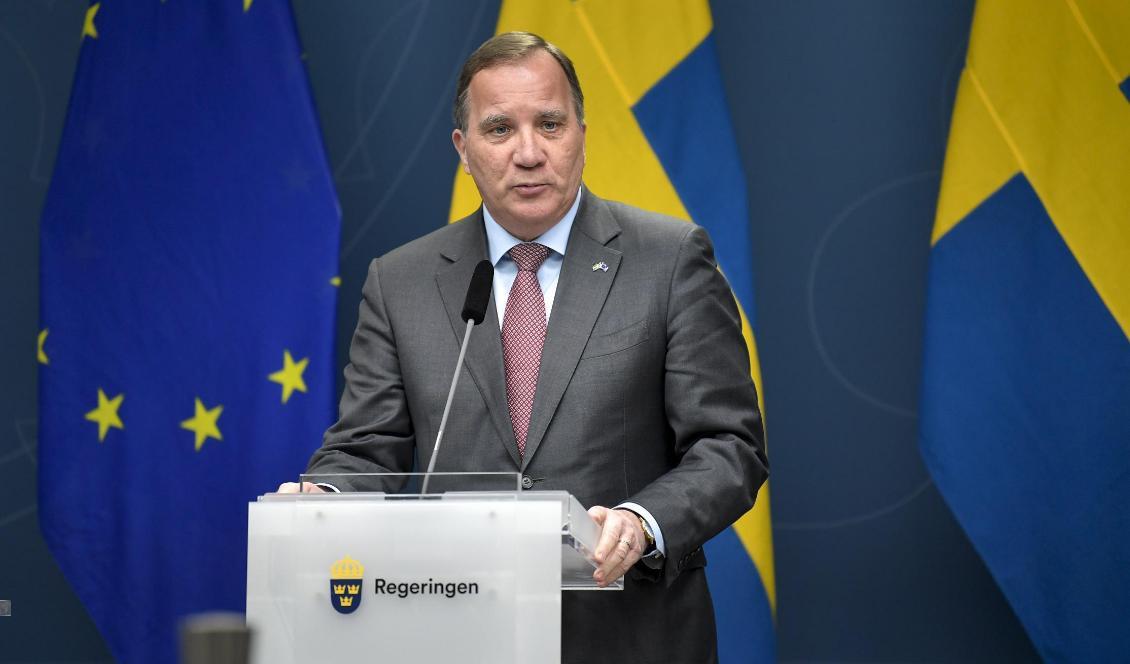 

Statsminister Stefan Löfven (S) på onsdagens pressträff. Foto: Pontus Lundahl/TT                                                                                                