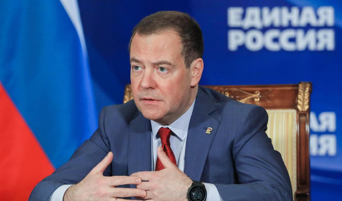 Tidigare ryske presidenten Dmitrij Medvedev. Arkvibild. Foto: Yekaterina Shtukina/AP/TT