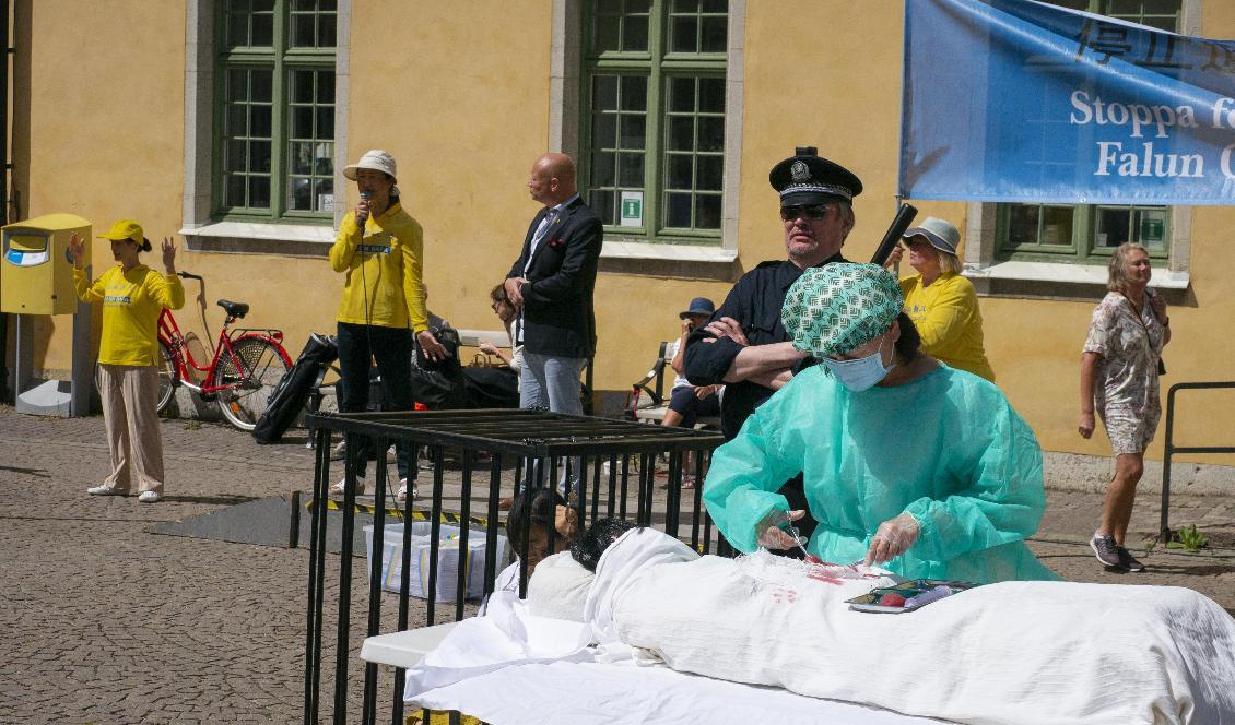 




Under Almedalsveckan gestaltade Falun Gong-utövare hur samvetsfångar i Kina torteras och utsätts för organstöld i ett statligt uppbyggt system. Foto: Bilbo Lantto                                                                                                                                                                                                                            