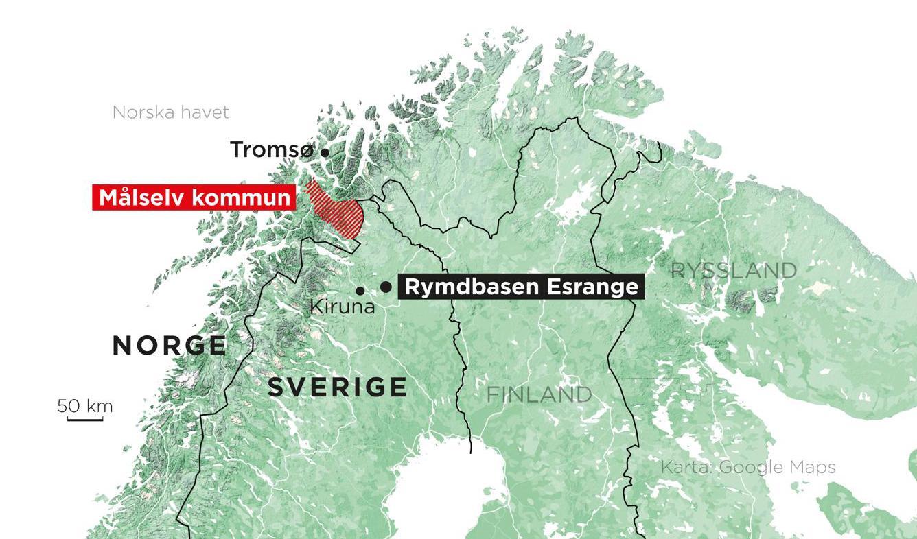 En svensk forskningsraket som sköts upp från Esrange landade av misstag i Måselv kommun i Norge. Foto: Johan Hallnäs/TT