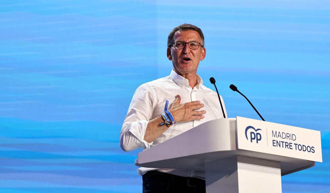 Alberto Núñez Feijóo, partiledare för Partido Popular (PP). Foto: Pierre-Philippe Marcou/AFP via Getty Images