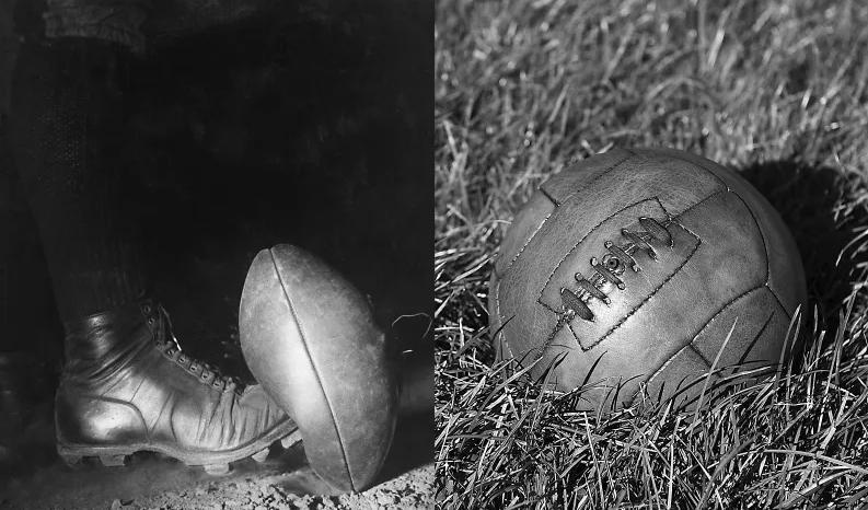 I fotbollens barndom var det inte givet hur bollen skulle se ut. I staden Rugby användes den ovala bollen och staden gav sedermera namn åt sporten rugby.Foto: AFP via Getty Images/Shutterstock