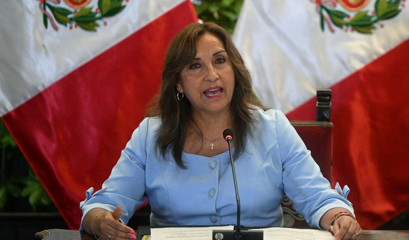 Perus president Dina Boluarte. Foto: Ernesto Benavides/AFP via Getty Images