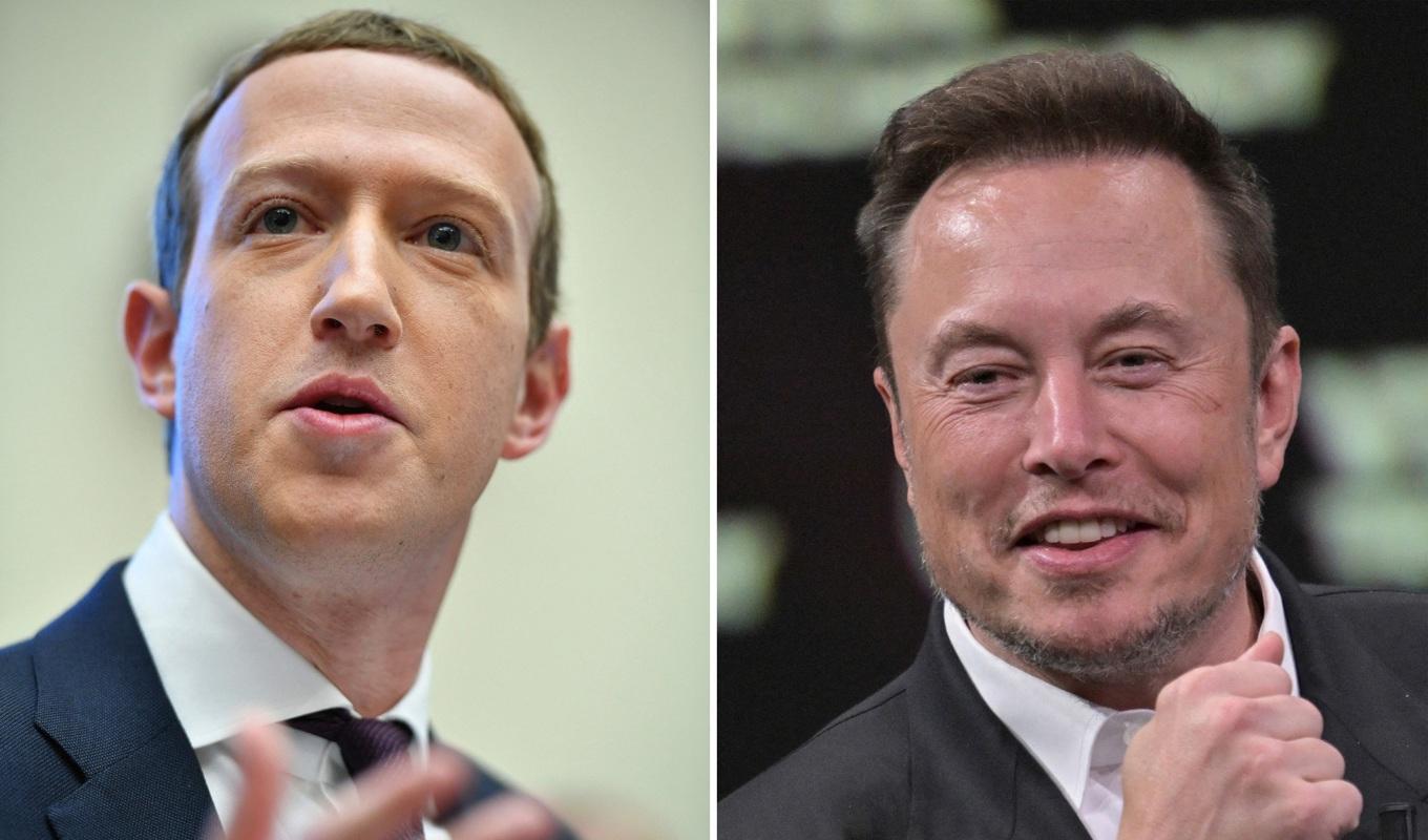 Mark Zuckerberg, vd för Meta, och Elon Musk, ägare av X och grundare av Tesla. Foto: Mandel Ngan/Alain Jocard/AFP via Getty Images