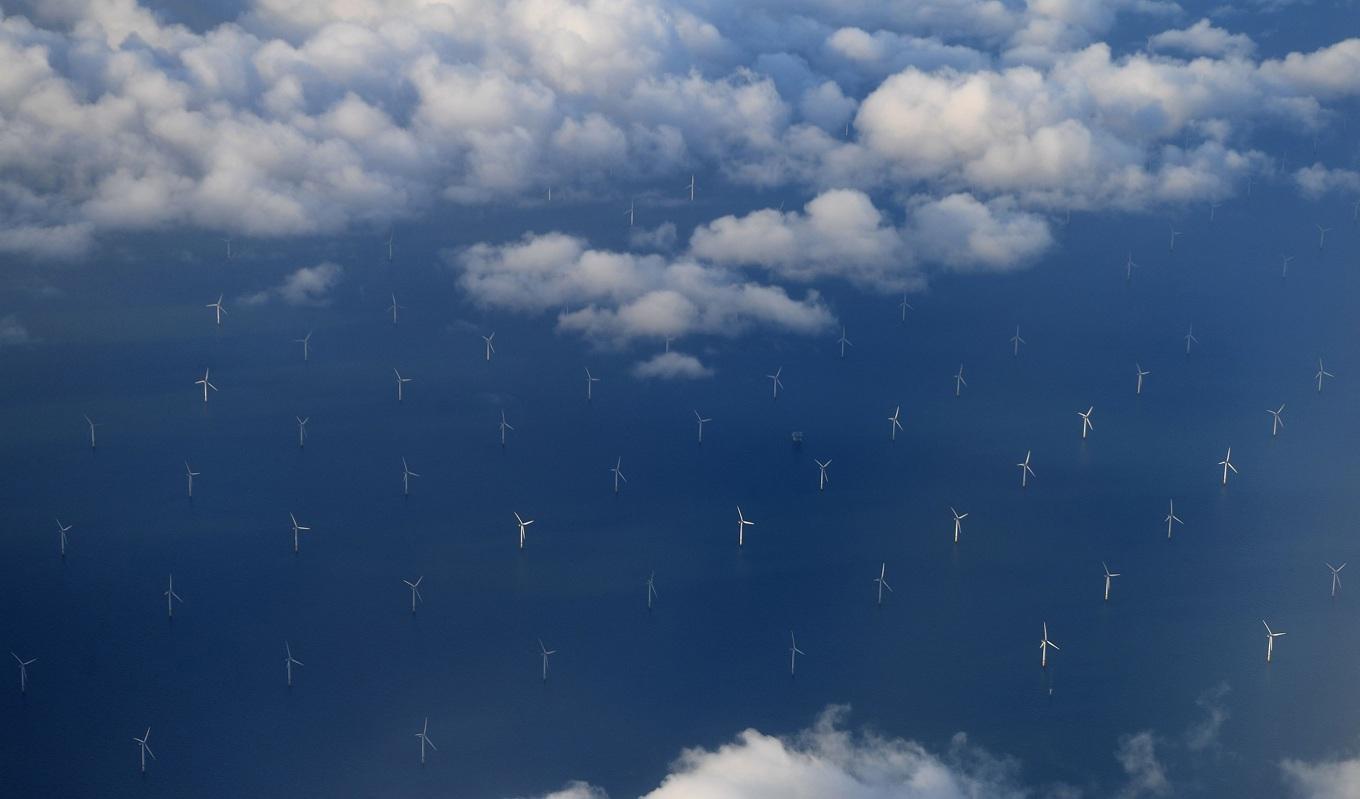 Burbo Bank Offshore Wind Farm i Liverpoolbukten, på en bild tagen den 8 november 2017.  Foto: Paul Ellis/AFP via Getty Images