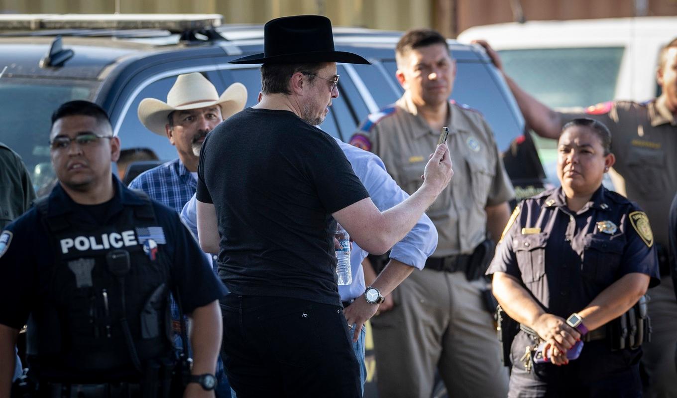 Miljardären Elon Musk i Eagle Pass i Texas den 28 september. Foto: John Moore/Getty Images