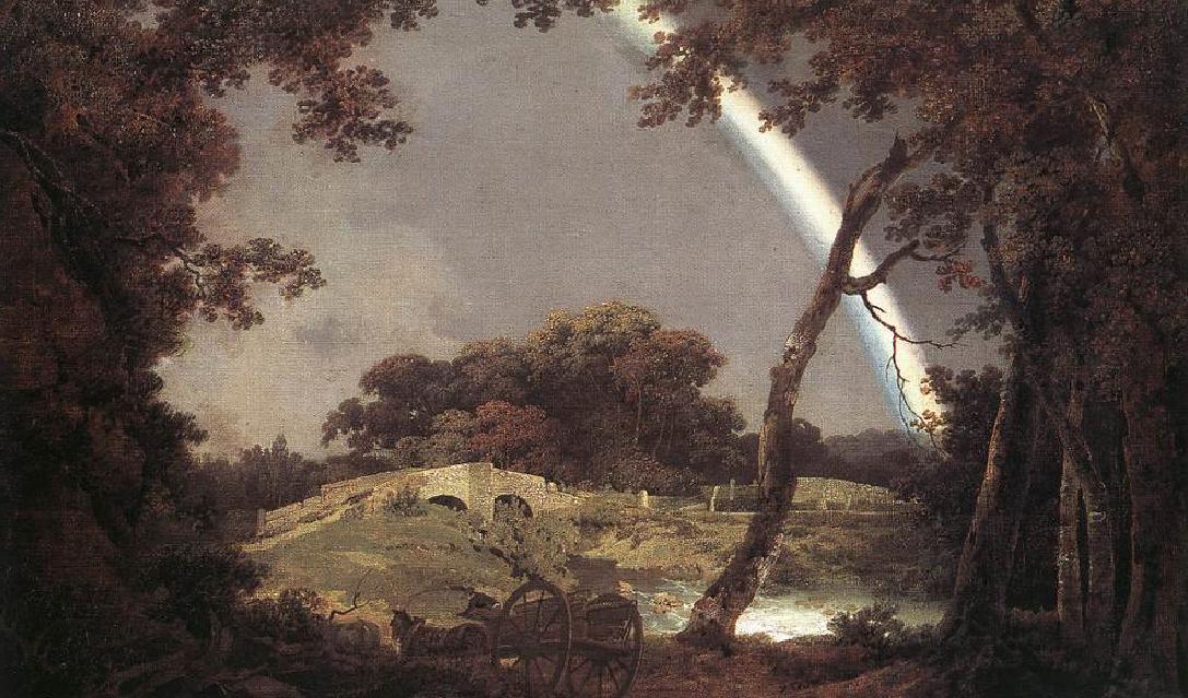 Regnbågen må vara en fysisk historia, men den är inte densamma för oss alla. Målning av Joseph Wright of Derby (1734–1797)