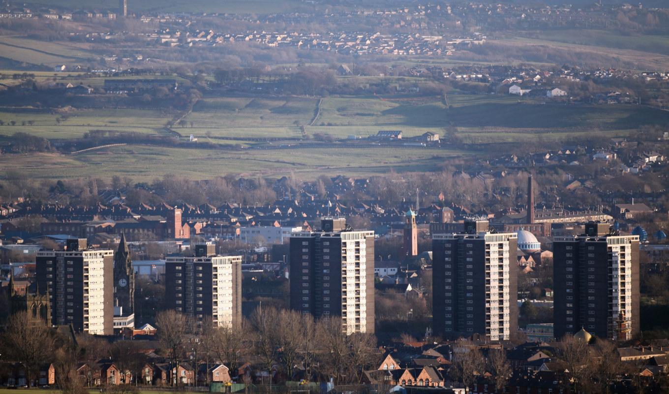 På bilden ses staden Rochdale i Storbritannien. Foto: Christopher Furlong/Getty Images