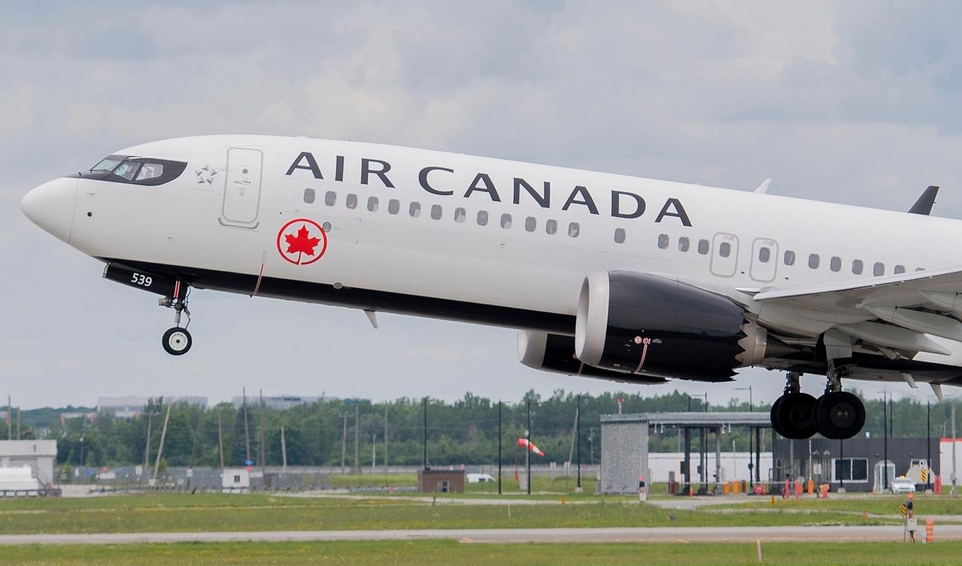 Ett Air Canada-plan lyfter från Montreals flygplats. Arkivbild. Foto: Graham Hughes/AP/TT