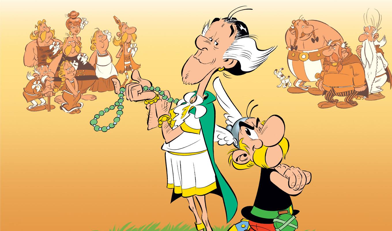 På framsidan till det 40:e numret av Asterix, Den vita irisen, visas Asterix bredvid albumets antagonist Vicévertus. Foto: ASTERIX®-OBELIX®-IDEFIX®/© 2023 LES ÉDITIONS ALBERT RENÉ.