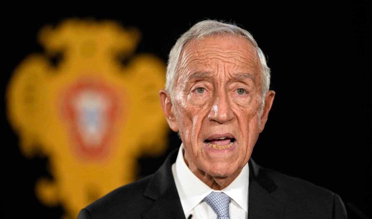 Portugals president Marcelo Rebelo de Sousa under torsdagens tv-tal. Foto: Armando Franca/AP/TT