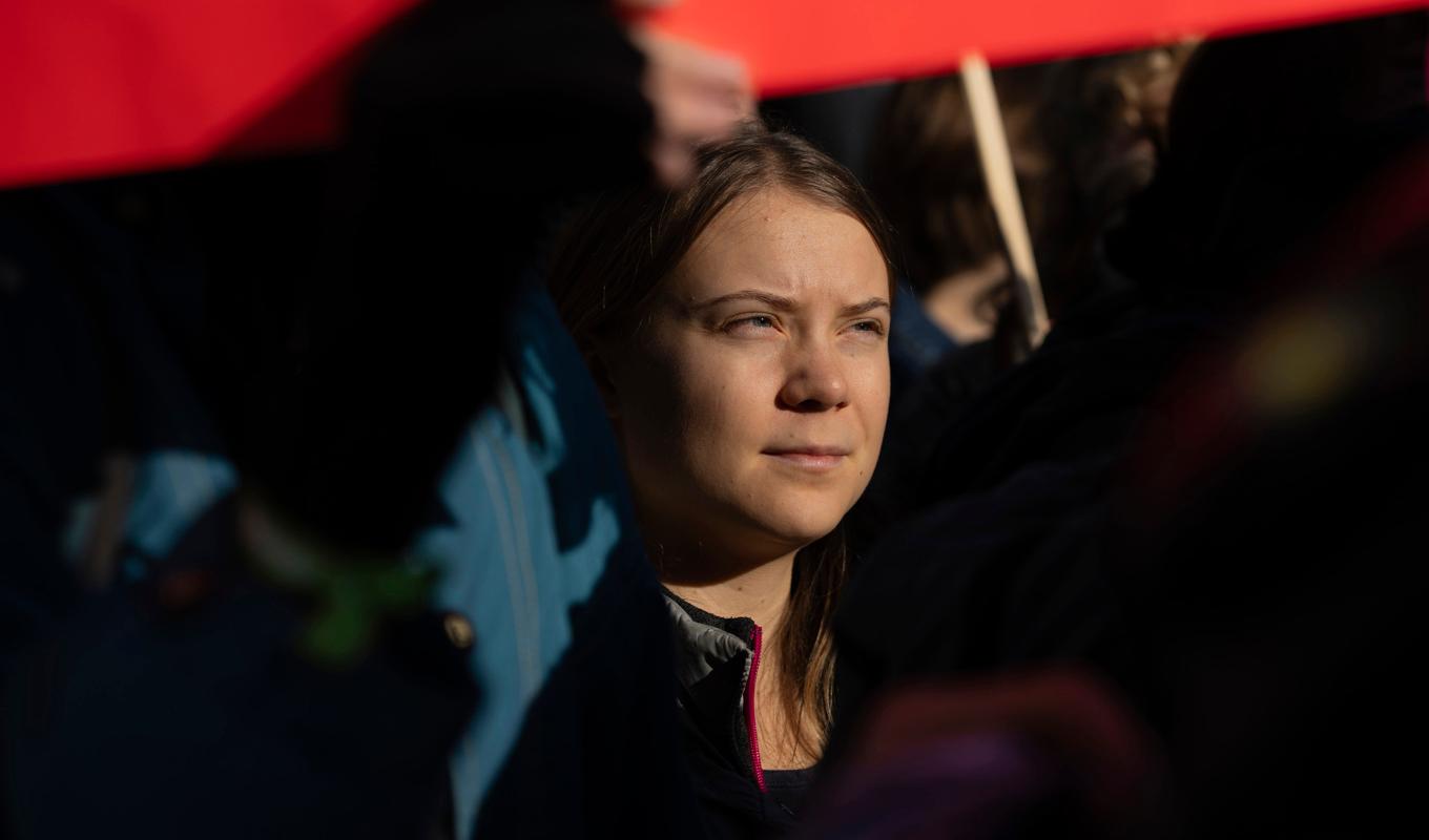 Greta Thunberg i Amsterdam på söndagen. Foto: Peter Dejong/AP/TT