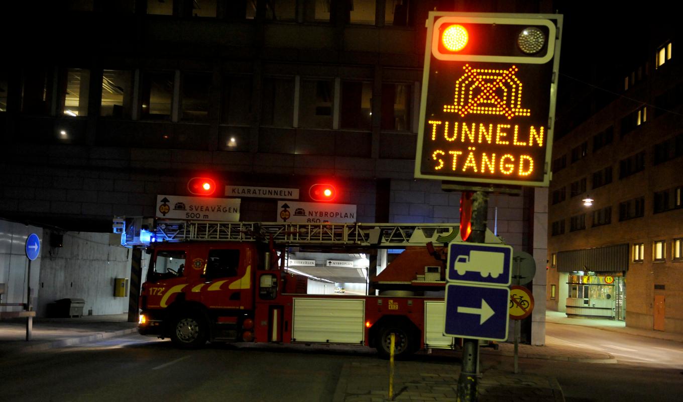 Klaratunneln i centrala Stockholm kan komma att vara stängd i flera dagar efter en trafikolycka på fredagsmorgonen. Arkivbild Foto: Bertil Ericson/TT