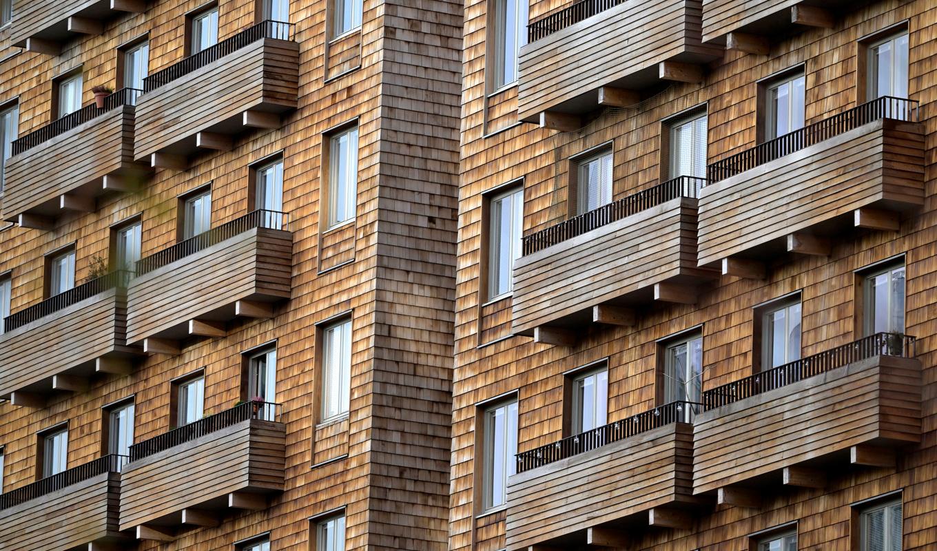 Träfasader på bostäder i det nya området Haga Norra vid Karolinska i Stockholm. Arkivbild. Foto: Janerik Henriksson/TT