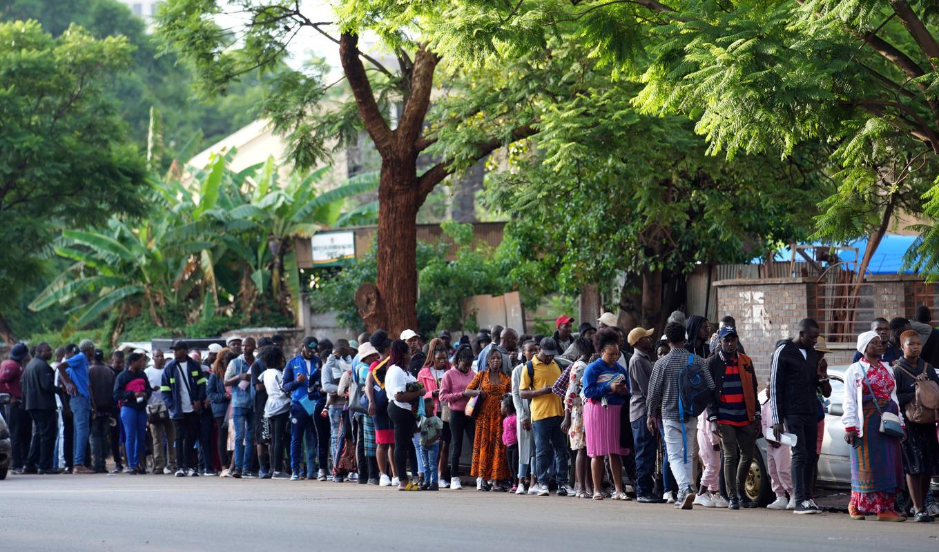 Zimbabwier som försöker skaffa sig nya pass inför en ovälkommen prishöjning nästa år. Foto: Tsvangirayi Mukwazhi/AP/TT