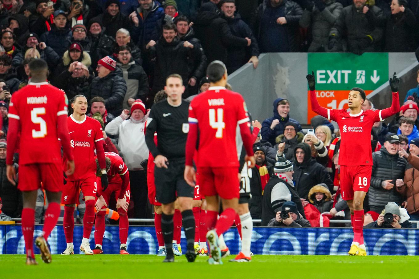 Cody Gakpo avgjorde för Liverpool. Foto: Jon Super/AP/TT