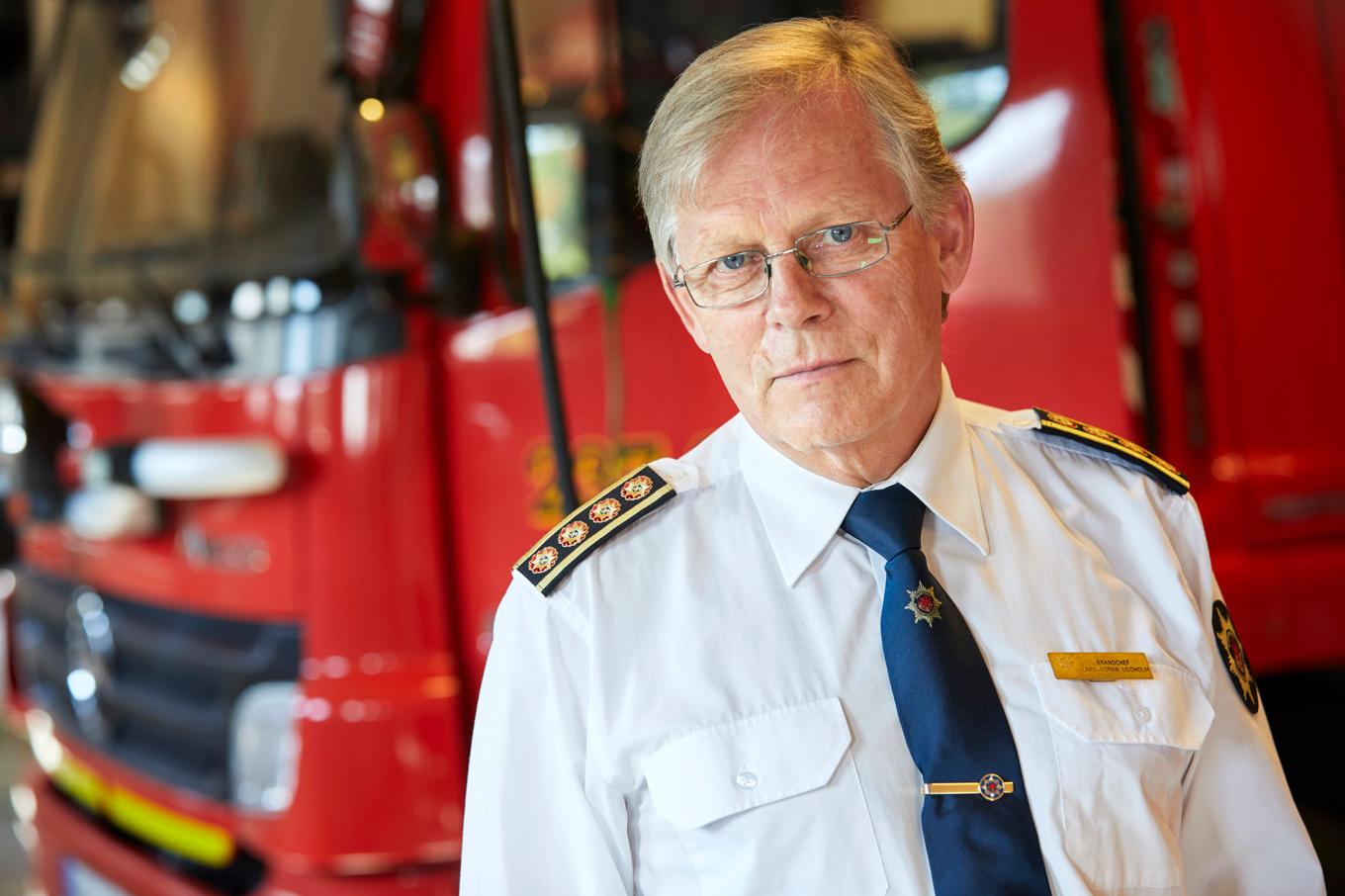 Lars Göran Uddholm, då brandchef, fem år efter skogsbranden i Sala. Arkivbild från 2019. Foto: Fredrik Persson / TT