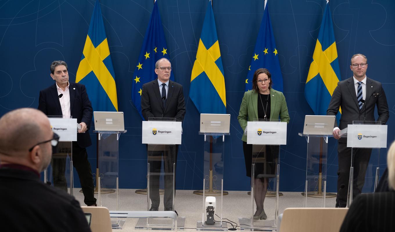 Migrationsminister Maria Malmer Stenergard (M) håller pressträff om ändringar i migrationslagen. Foto: Roger Sahlström