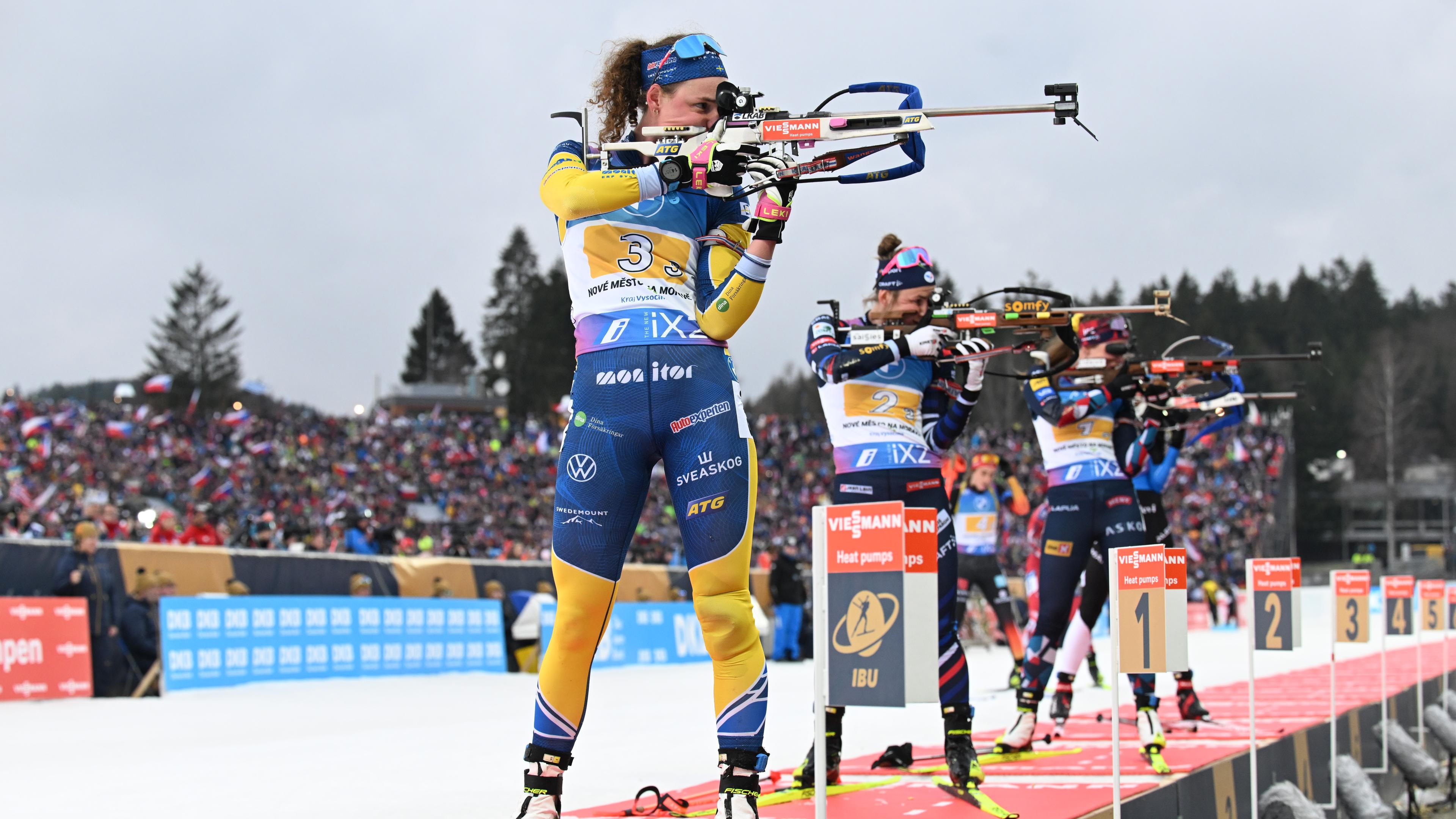 Hanna Öberg på tredje sträckan. Foto: Fredrik Sandberg/TT