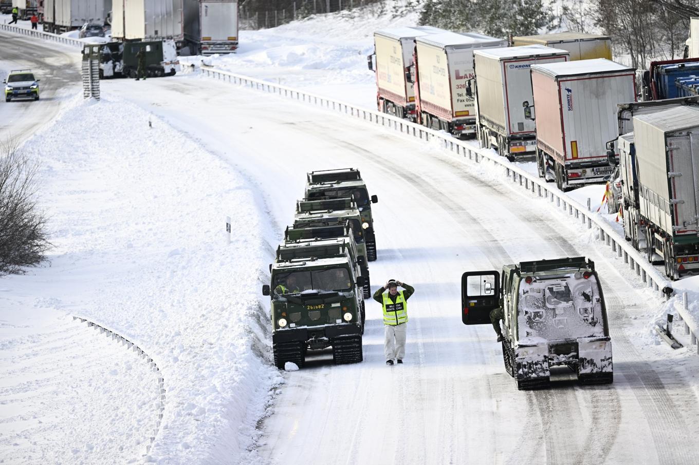 Bandvagnar från hemvärnet kallades in i samband med kaoset på E22. Arkivbild. Foto: Johan Nilsson/TT