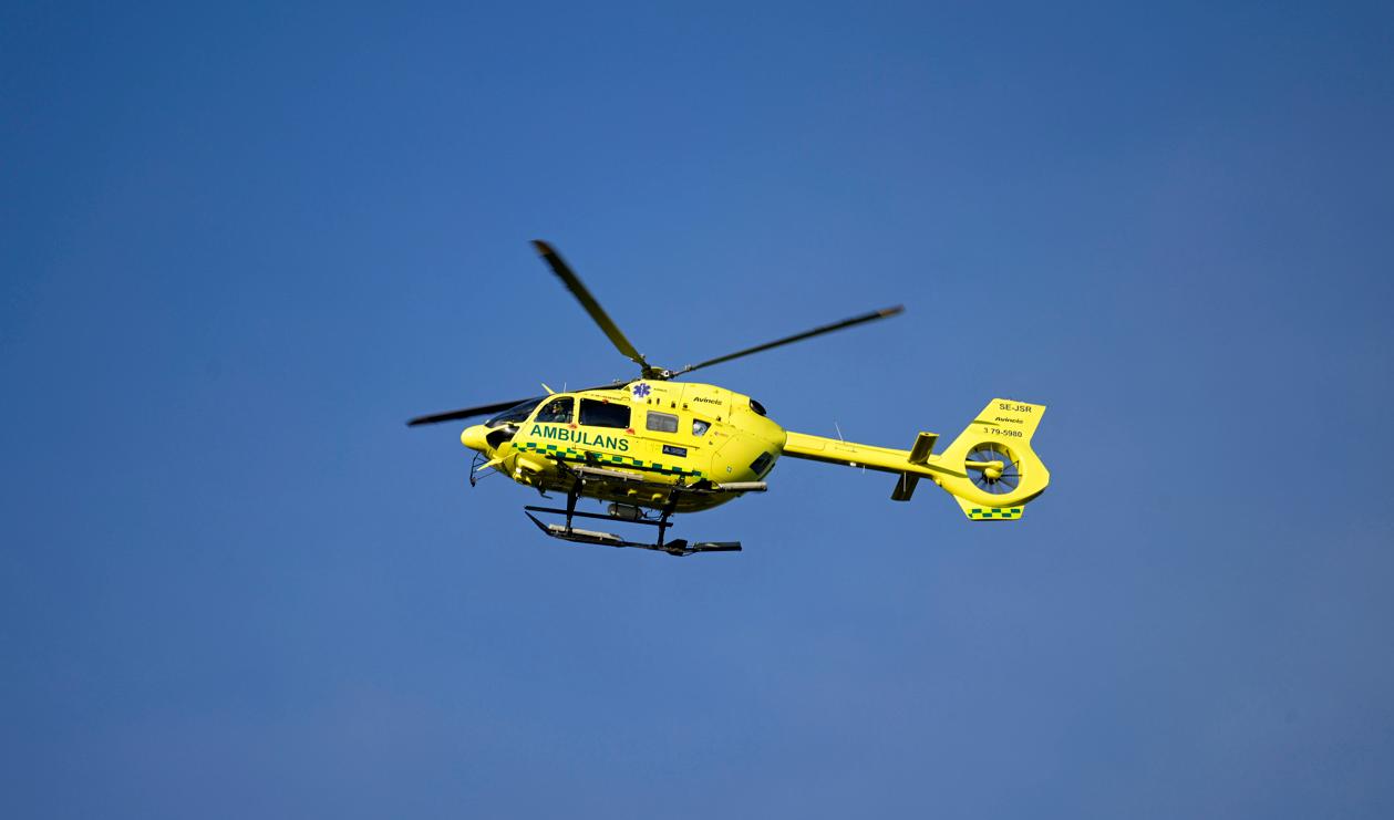 Personen transporterades med helikopter för vård. Arkivbild. Foto: Janerik Henriksson/TT