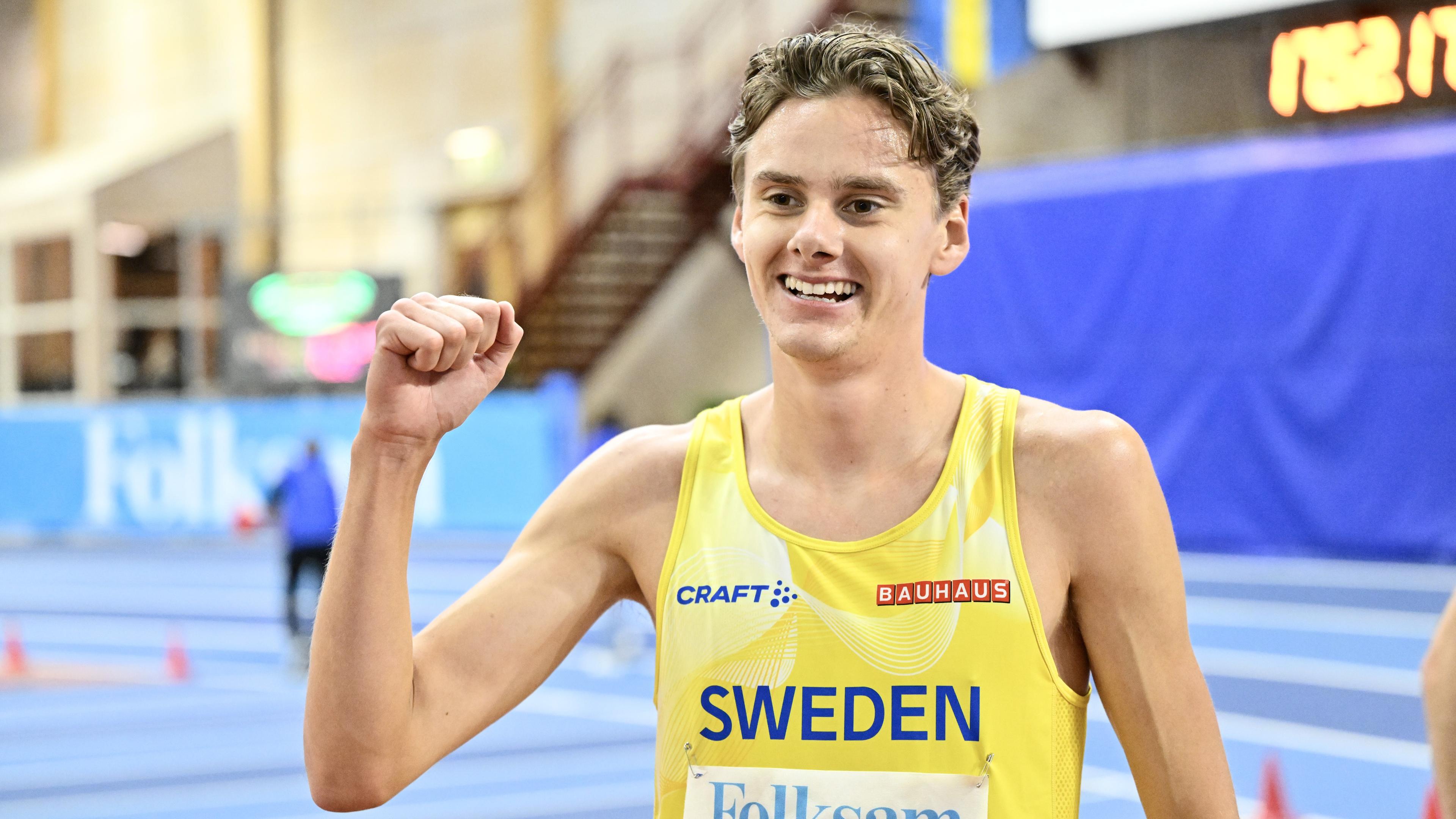 Samuel Pihlström, 22, tog svenskt rekord i 1 500 meter inomhus i slutet av januari. Arkivbild. Foto: Henrik Montgomery/TT