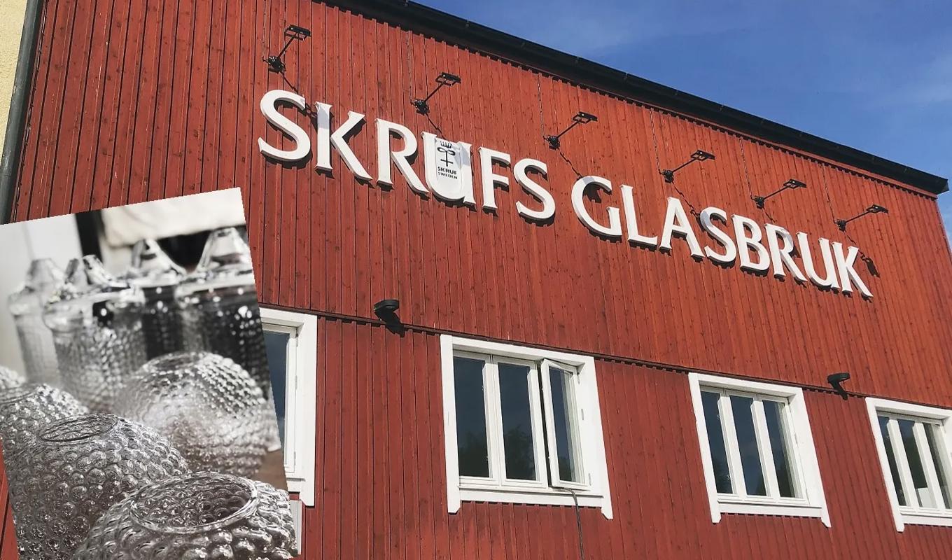 Skrufs Glasbruk ligger mitt i de djupa, småländska skogarna. Väl värt en helgresa! I brukets butik kan man fynda designklassiker som Dagg. Foto: Skrufs Glasgbruk