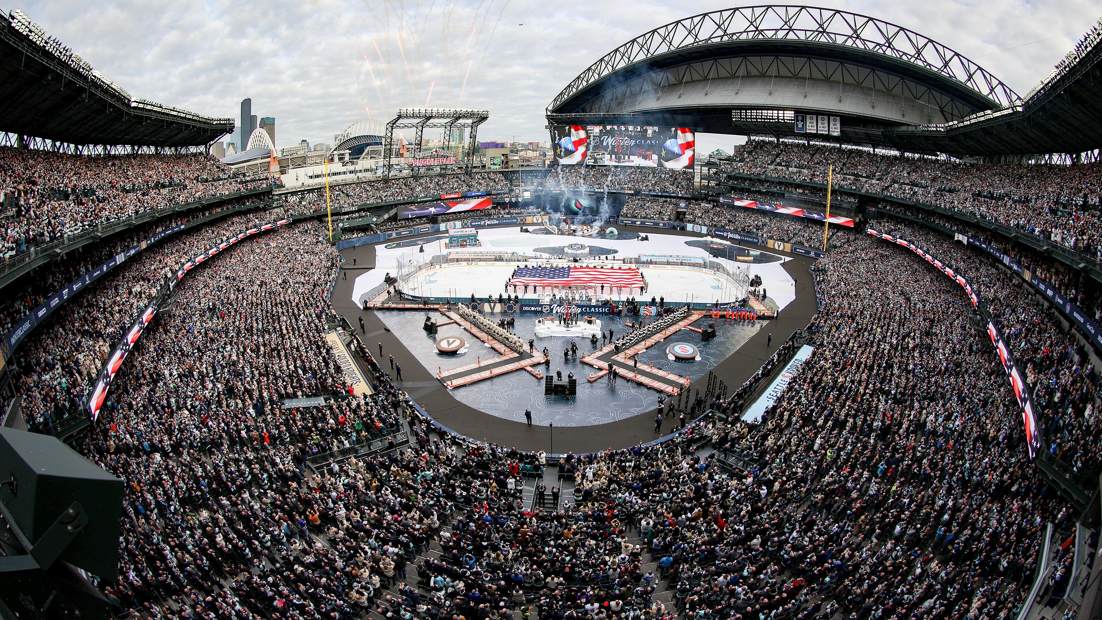 Det var 47 313 åskådare på plats, samt över 1 miljon tv-tittare, när NHL Winter Classic spelades i januari. Seattle slog Las Vegas med 3–0. Foto: Steph Chambers/Getty Images
