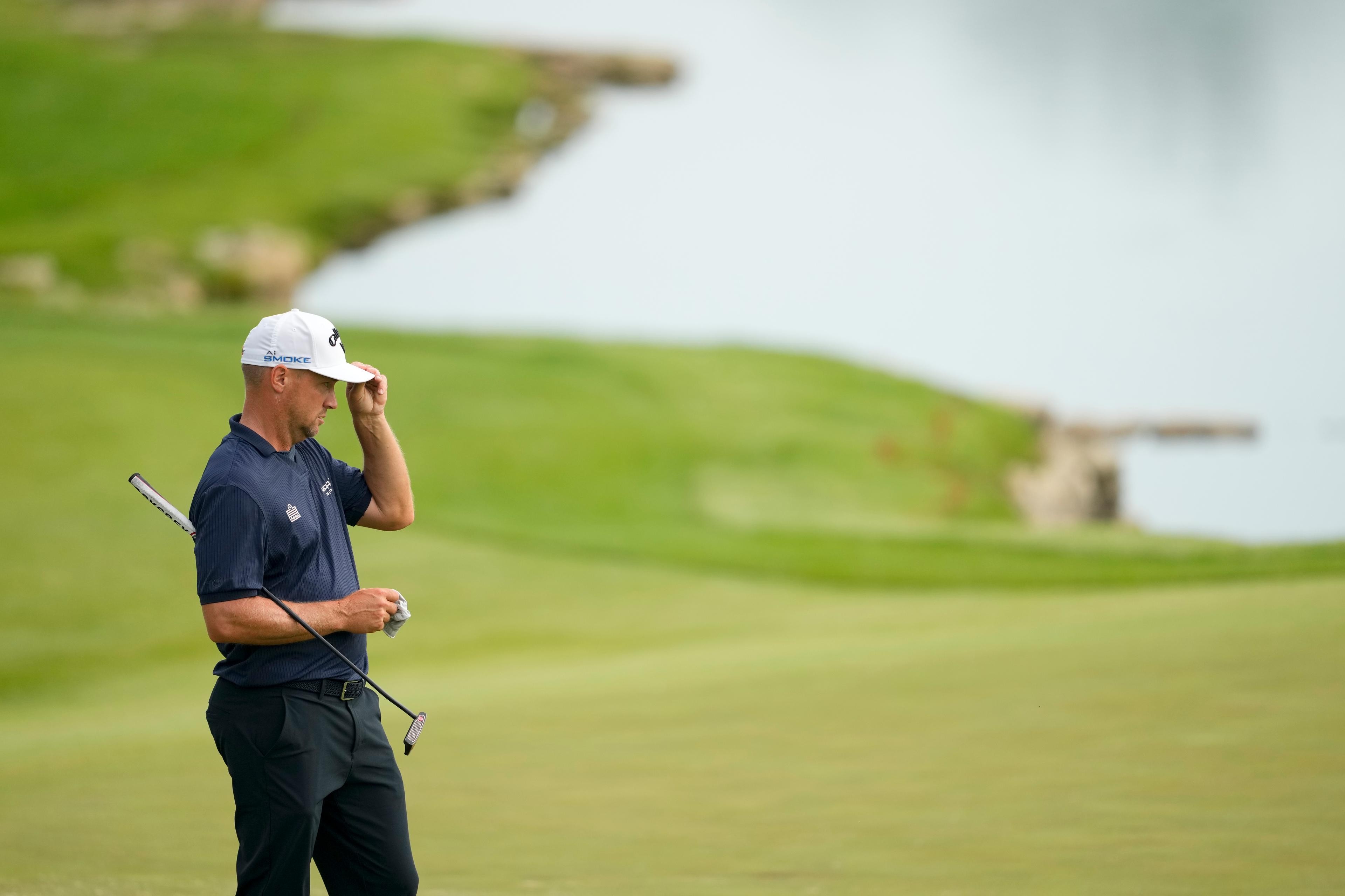 Alex Norén vid majorturneringen på Valhalla Golf Club i Kentucky. Foto: Matt York/AP/TT