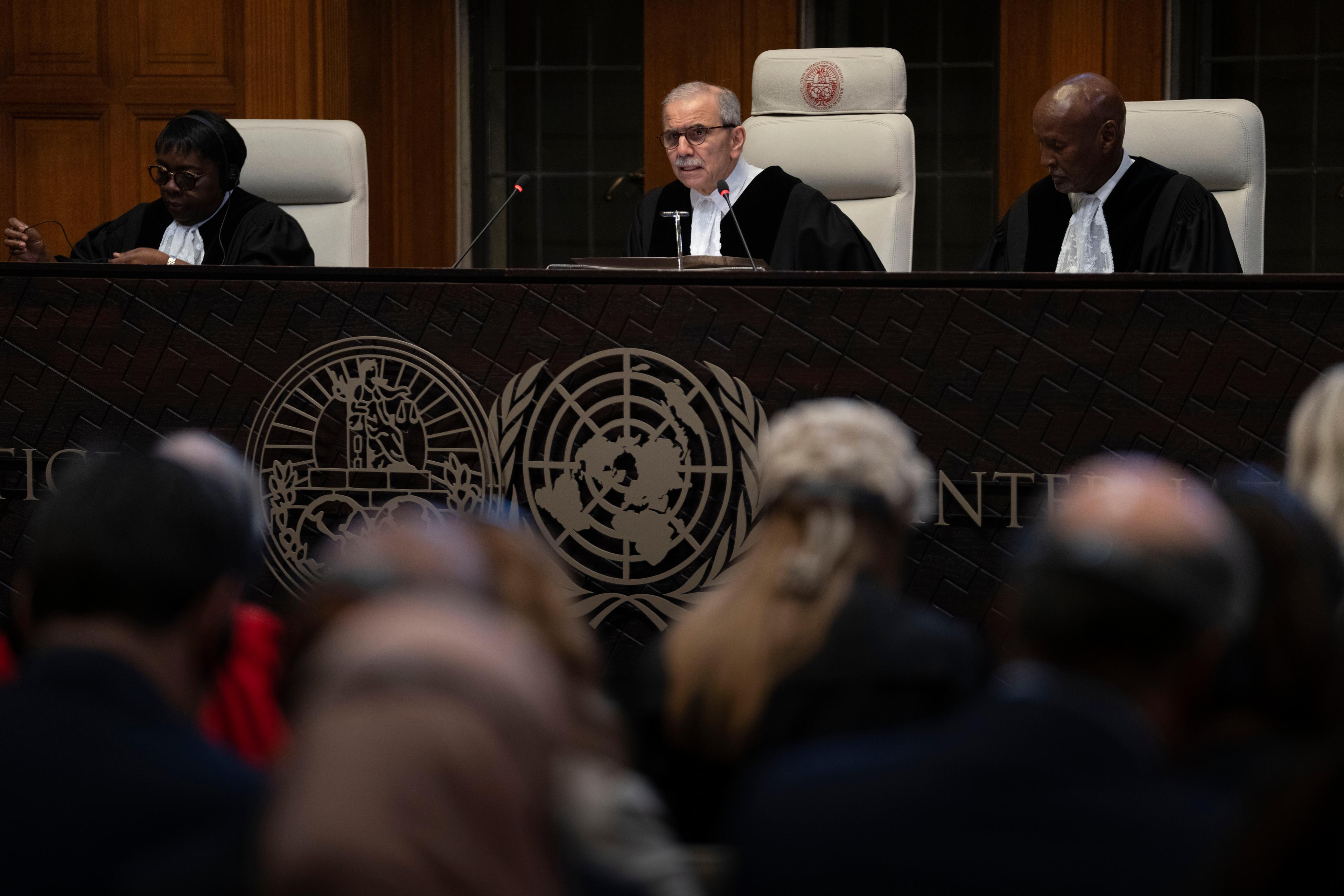 Internationella domstolen i Haags ordförande Nawaf Salam i dagens dom om Rafah. Foto: Peter Dejong/AP/TT