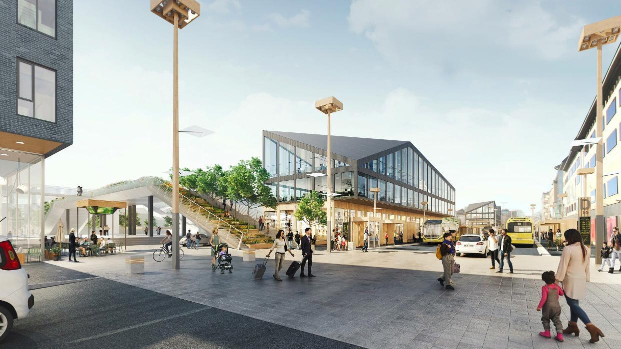 Karlstads nya resecentrum började byggas år 2023 och beräknas stå klart 2027. Redan efter ett år har budgeten spräckts och summan är nu det dubbla.   Foto: White arkitekter