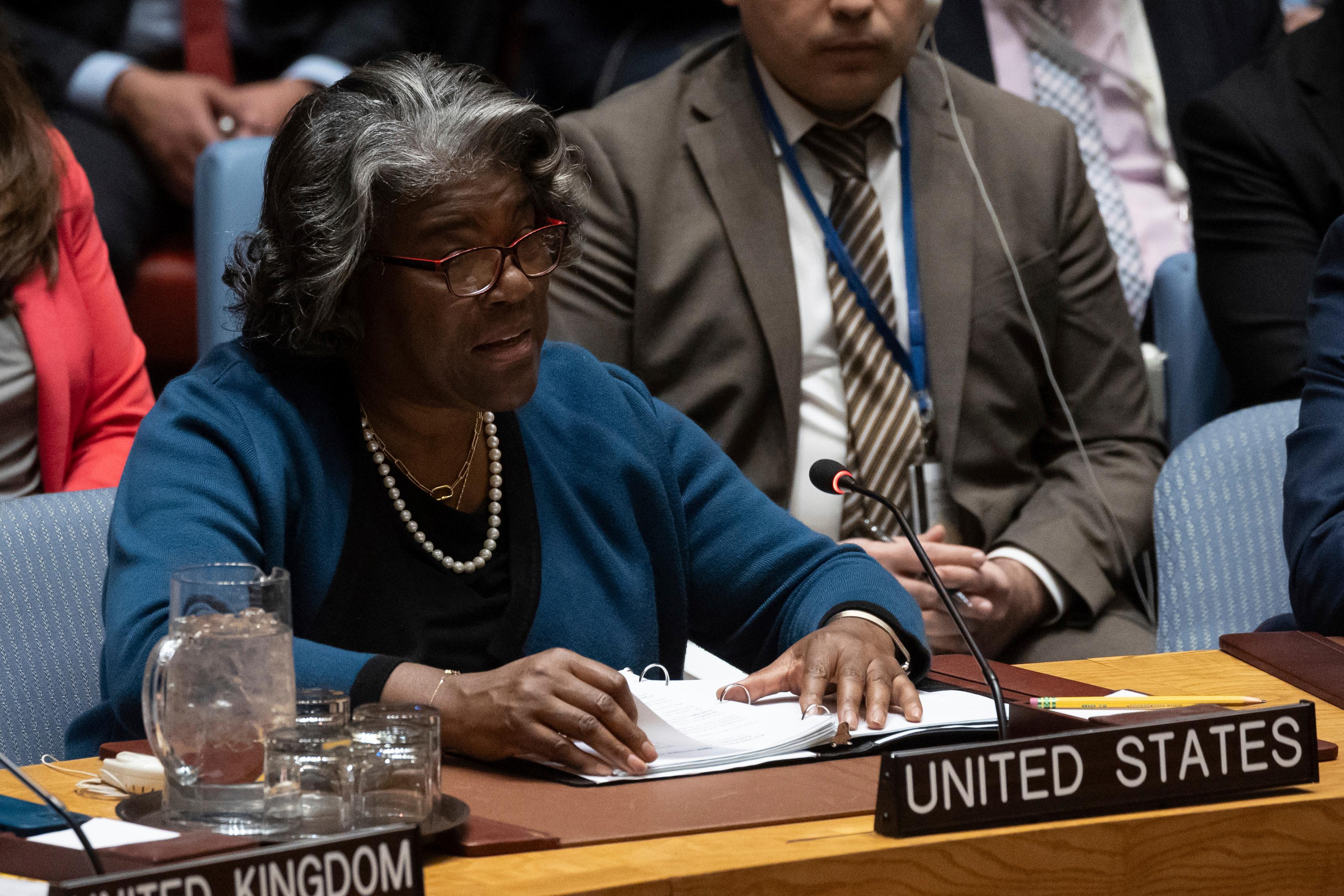 USA:s FN-ambassadör Linda Thomas-Greenfield. Arkivbild. Foto: Yuki Iwamura/AP/TT