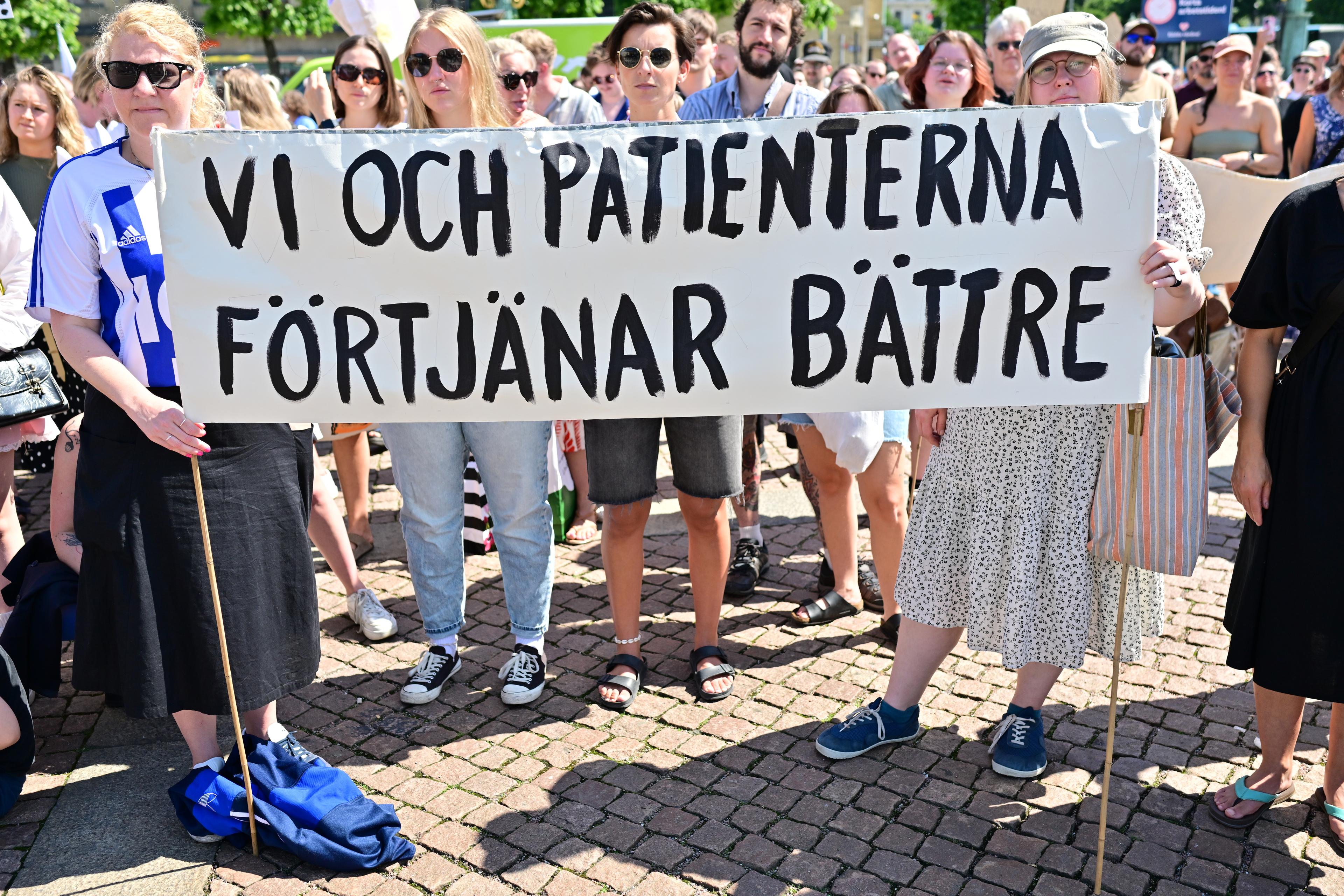 Medlemmar i Vårdförbundet vid en demonstration i Göteborg. Arkivbild. Foto: Björn Larsson Rosvall/TT
