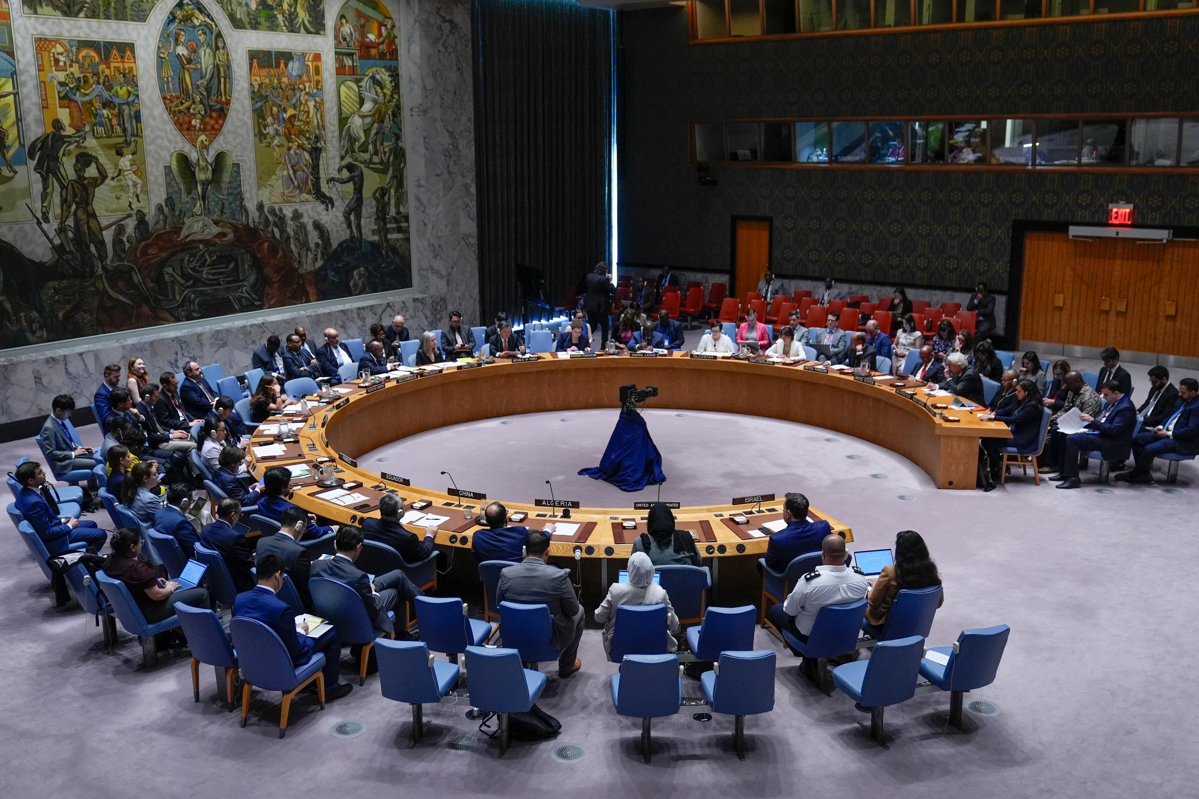 FN:s säkerhetsråd i New York, som vid nyår får fem nya medlemmar. Arkivbild. Foto: Seth Wenig/AP/TT