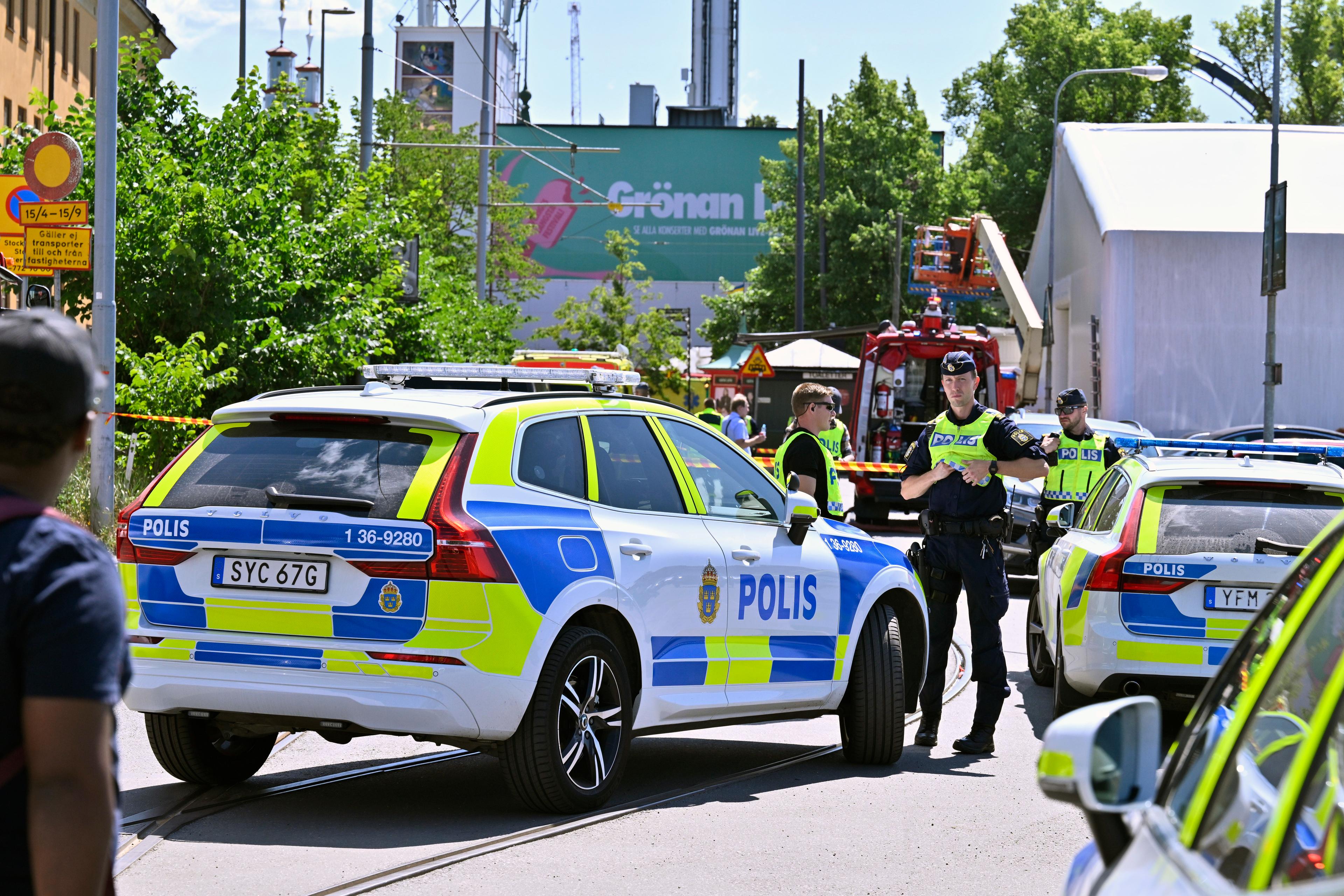 Polis på plats efter olyckan på Gröna Lund förra sommaren. Foto: Claudio Bresciani/TT